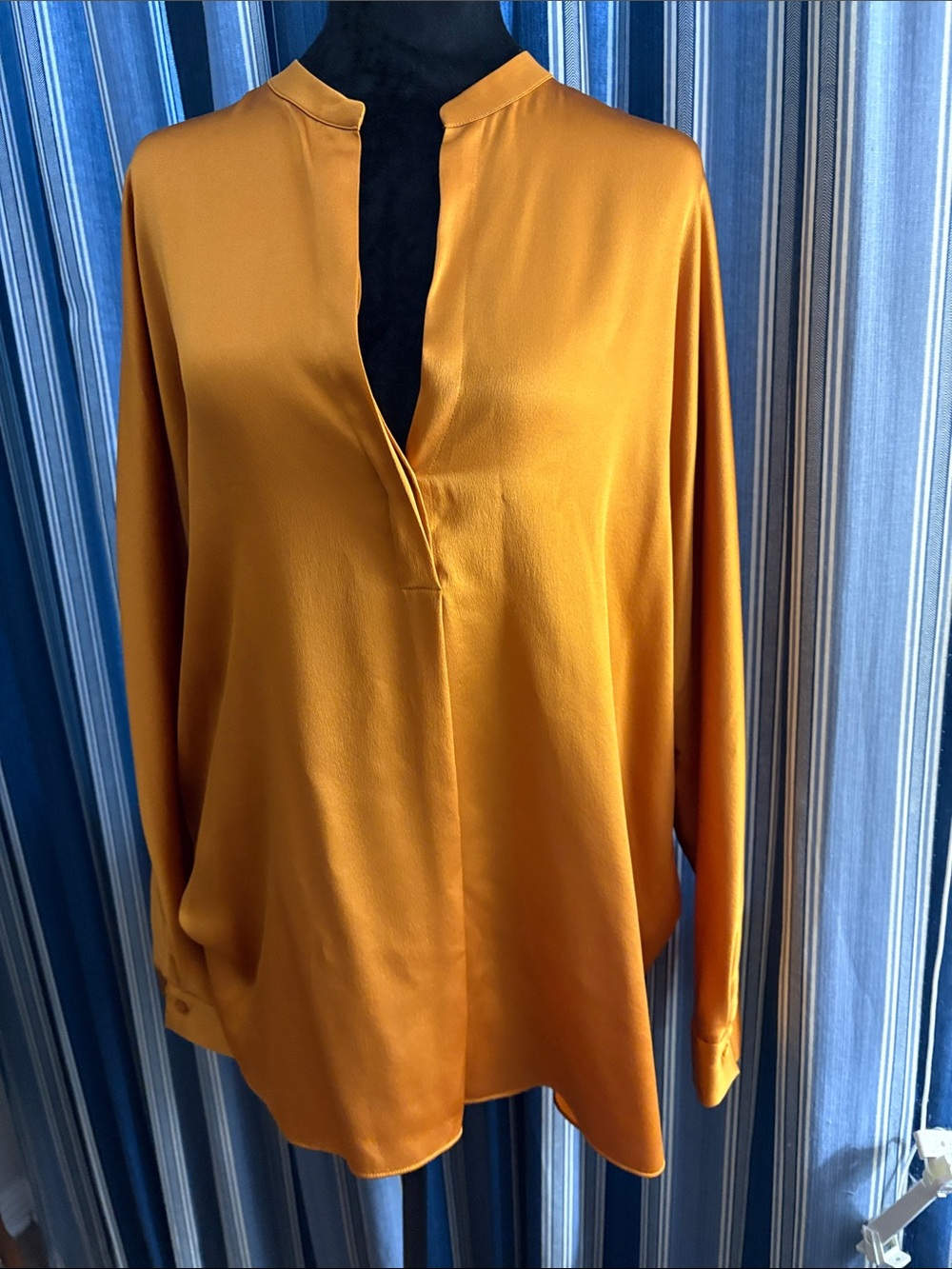 Relaxed Split-Neck Women's Top in Mustard